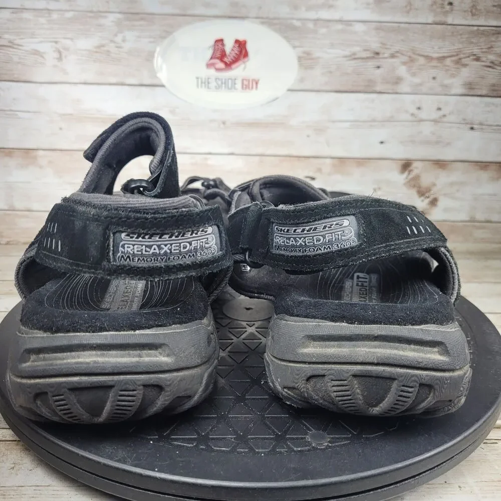 Skechers Sandals Men's Size 11 Black Suede Garver Alec Adjustable Straps Comfort